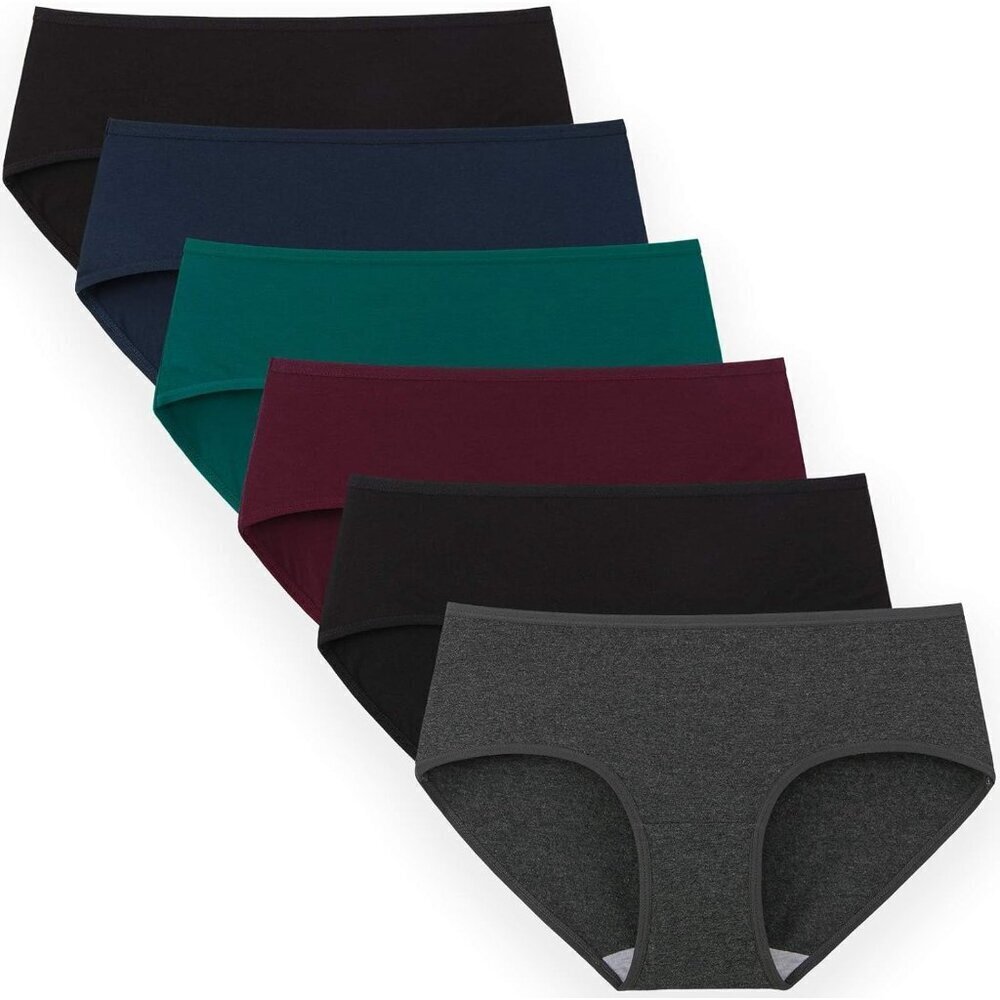 Women's Cotton Hipster Panties 6-Pack No Show Low Rise Basic Colors
